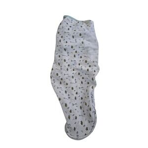 SwaddleMe Baby Swaddle Wrap White Bumble Bee Print Cotton Size SM/MED Zip Bottom